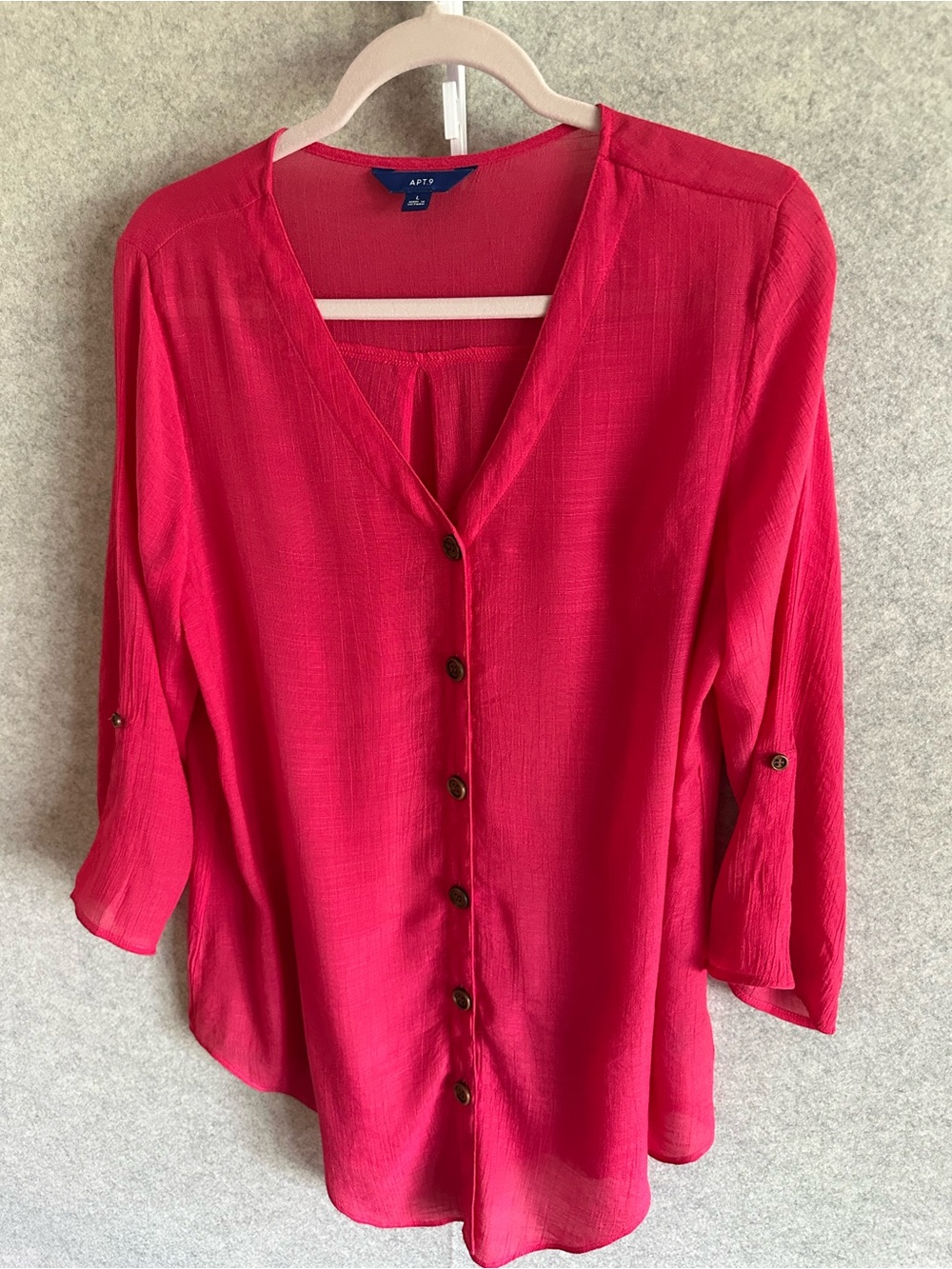 Apt. 9 Women’s Raspberry Roll-Tab Button Blouse